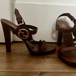 Gucci Brown Leather High Heel Sandals